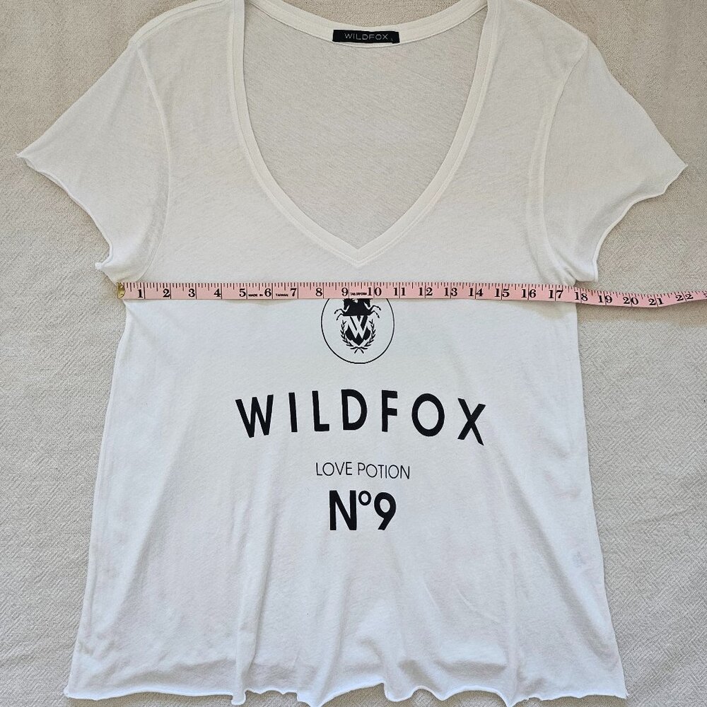 Wildfox Love Potion N°9 Graphic Deep V-Neck Tee - White - Size L - Picture 8 of 9